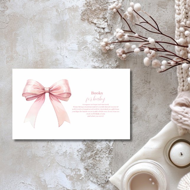 Carte D'accompagnement Bow rose Girl Baby shower Livres pour bébé (Créateur téléchargé)