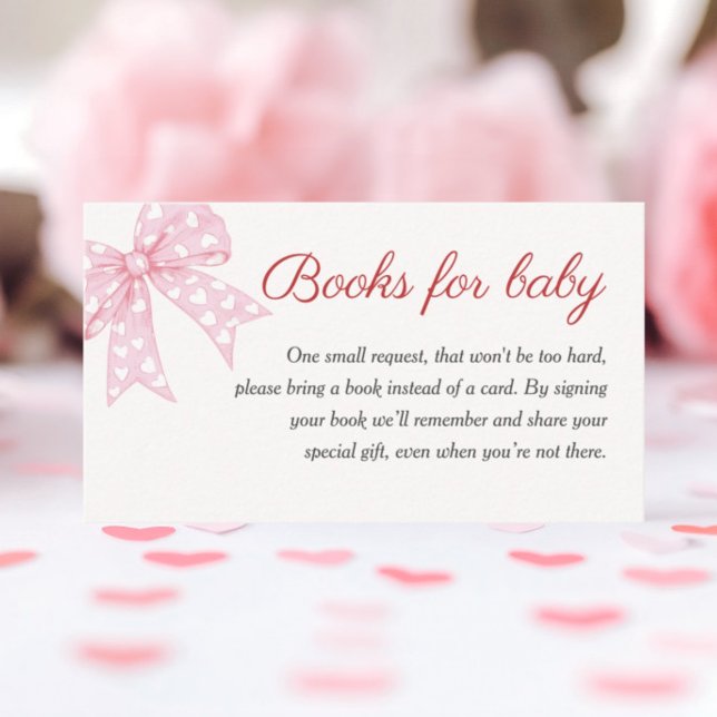 Carte D'accompagnement Bow rose Girl Baby shower Livres pour bébé (Créateur téléchargé)