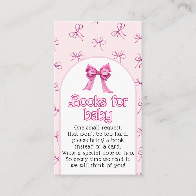Carte D'accompagnement Bow rose Livres Baby Girl Douche (Devant)
