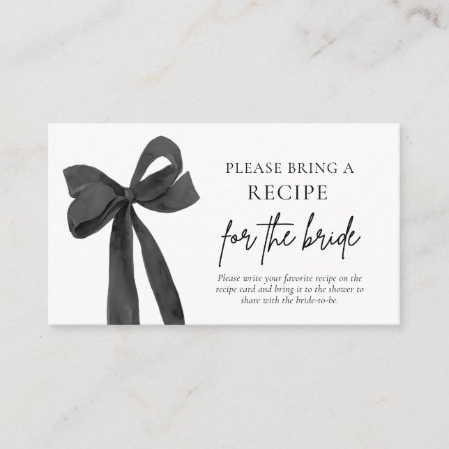 Carte D'accompagnement Bow Rose Noir Moderne S'Il Vous Plaît Apporter Une (Devant)