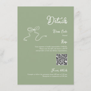 Carte D'accompagnement Bow Sage Green Détails Qr code RSVP