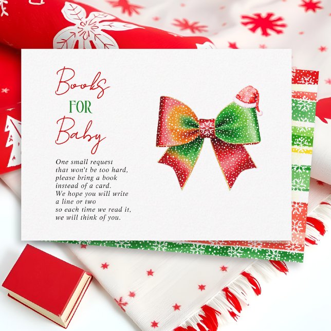 Carte D'accompagnement Bow Santa hat Christmas Baby shower Books for baby (Créateur téléchargé)