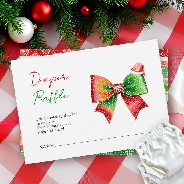 Carte D'accompagnement Bow Santa hat Christmas Baby shower Diaper raffle (Créateur téléchargé)