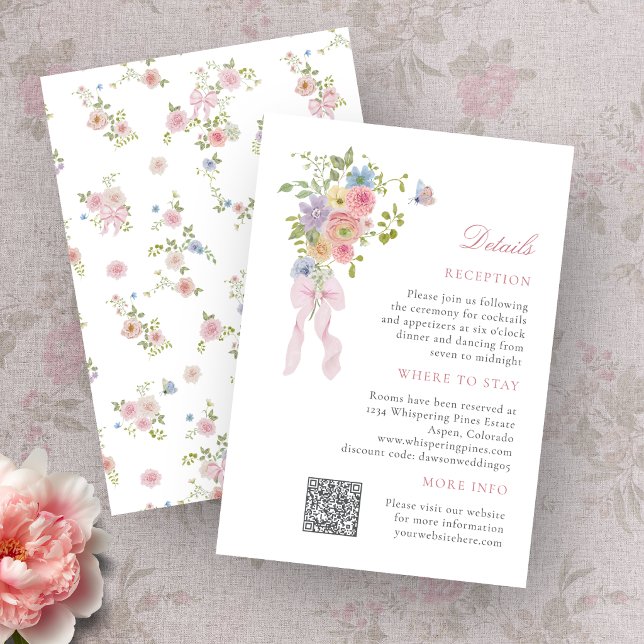Carte D'accompagnement Bows and Wildflowers (Bows and Wildflowers Enclosure Card with QR Code)