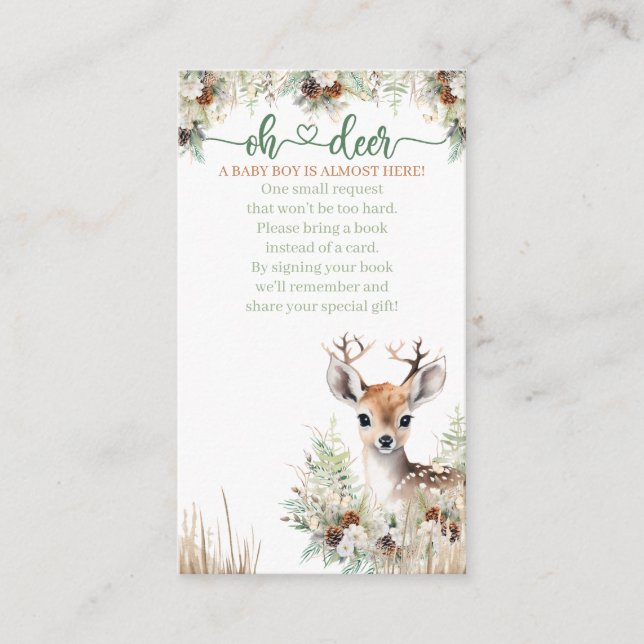 Carte D'accompagnement Boy Baby shower De Cerfs De Bois, Livres Pour Bébé (Devant)