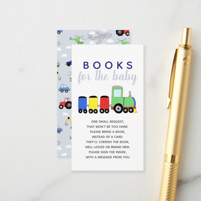 Carte D'accompagnement Boy Baby shower Travel Books For Baby (Devant/Arrière en situation)