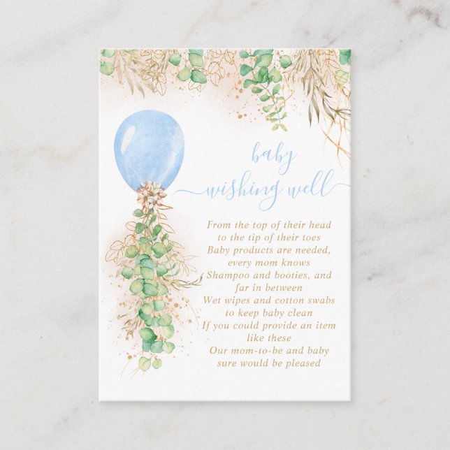 Carte D'accompagnement Boy Balloon vert désir bien Baby shower (Devant)