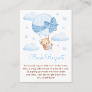 Carte D'accompagnement Boy Bear Blue Balloon Baby shower Demande de réser
