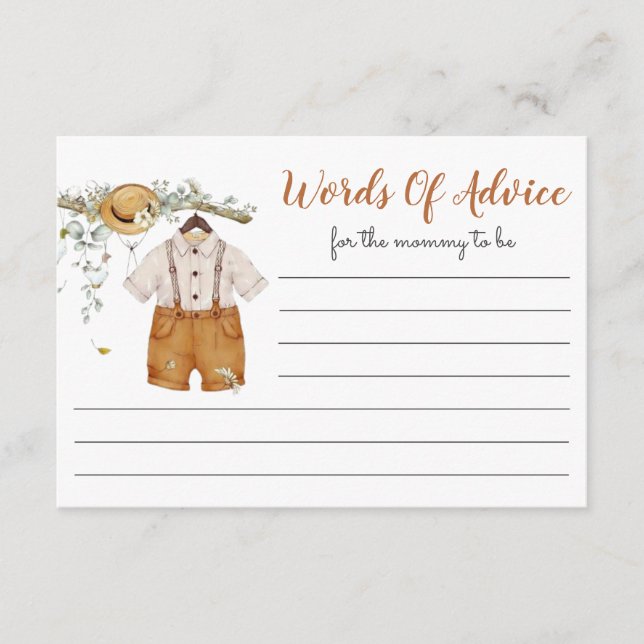 Carte D'accompagnement Boy Boho Football Mots De Conseil Baby shower (Devant)