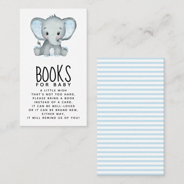 Carte D'accompagnement Boy Elephant Books for Baby (Devant / Derrière)
