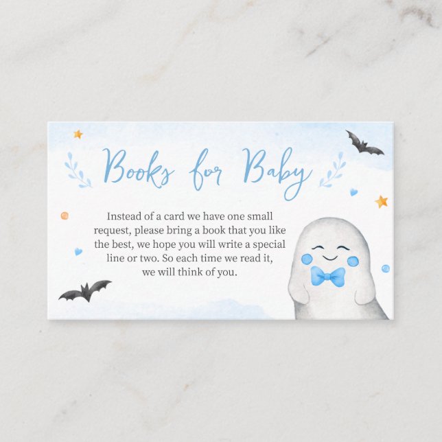 Carte D'accompagnement Boy Ghost Halloween Baby showers Livres pour bébé (Devant)