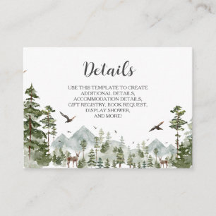 Carte D'accompagnement Boy Pine Tree Forest Mountain Détails sur le Baby 