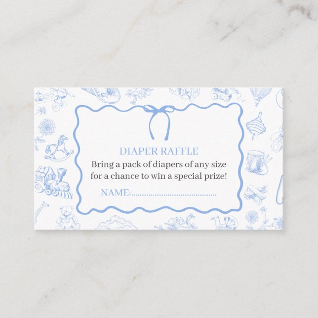 Carte D'accompagnement Boy Toile De Jouy Blue Baby Shower diaper card (Devant)