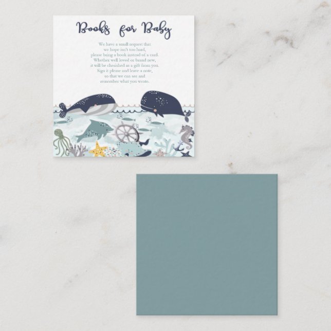 Carte D'accompagnement Boy Under the Sea Baby shower Livres pour bébé (Devant / Derrière)