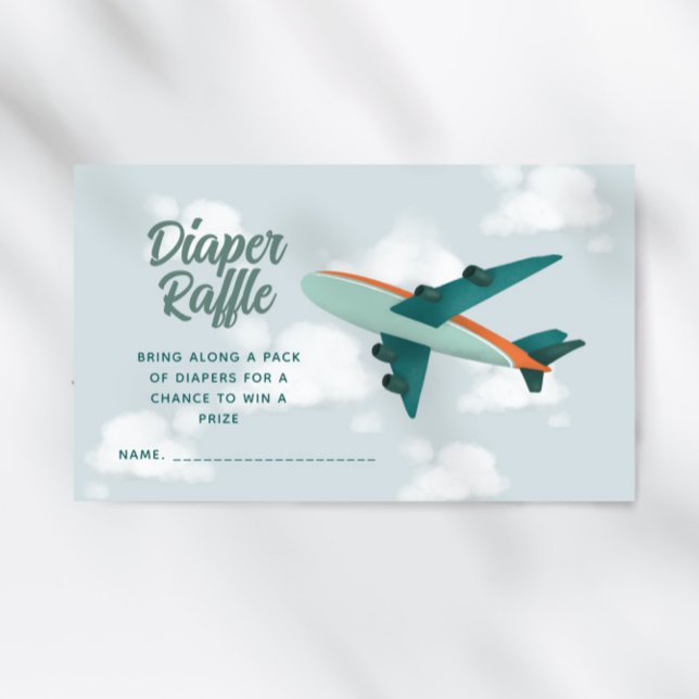 Carte D'accompagnement Boys Avion Voyage Baby shower Déchets Raffle (Créateur téléchargé)