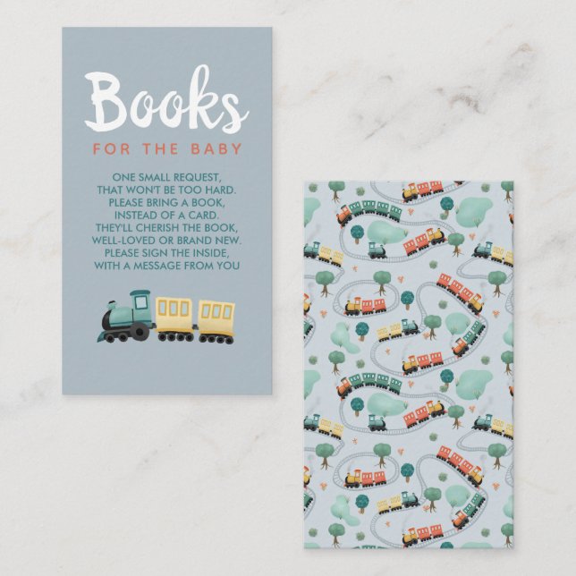 Carte D'accompagnement Boys Cute Blue Train Livres De Voyage Pour Bébé (Devant / Derrière)