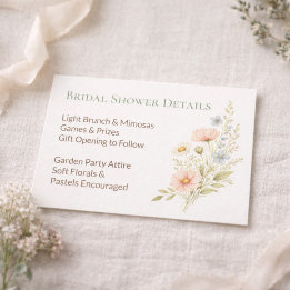 Carte D'accompagnement Bridal Shower Wildflower Garden Details