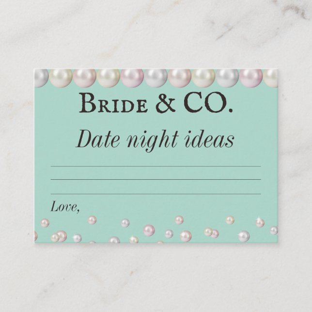 Carte D'accompagnement Bride Co Turquoise Blue Pearl Fête des mariées Dat (Devant)