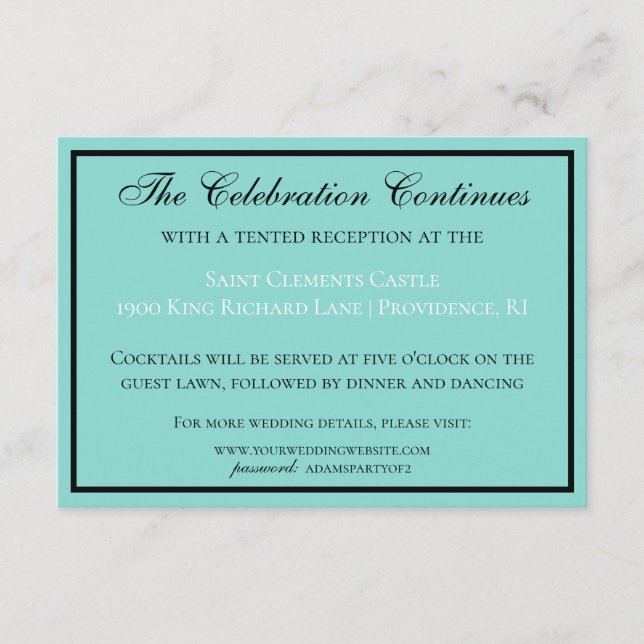 Carte D'accompagnement Bride & Wedding Suite Réception Moderne (Devant)