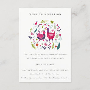 Carte D'accompagnement Bright Folk Farm Floral Oiseaux Réception de maria