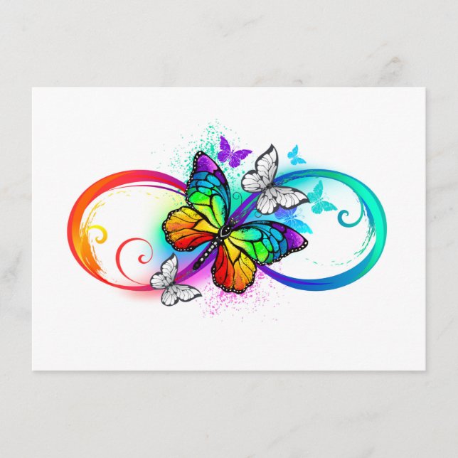 Carte D'accompagnement Bright infinity with rainbow butterfly (Devant)