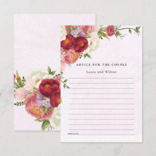 Carte D'accompagnement Bright Red Pink blanc Flower Conseil Wedding showe