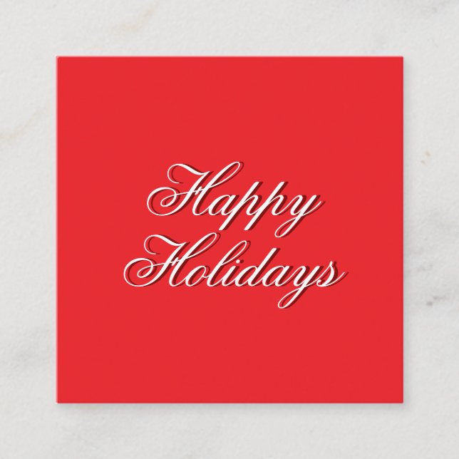 Carte D'accompagnement Bright Red Plain Elegant Happy Holidays Message (Devant)