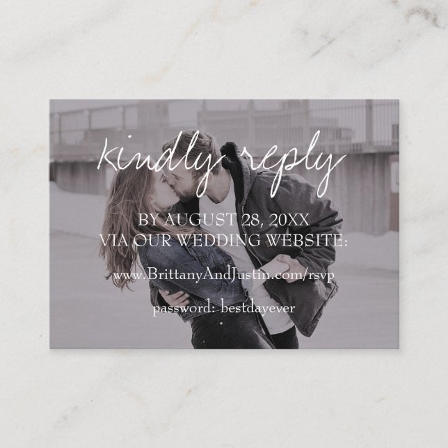 Carte D'accompagnement Brittany Modern Photo Script Site Mariage RSVP (Devant)
