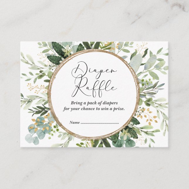 Carte D'accompagnement Broche Botanique Eucalyptus Verdure Dorée (Devant)