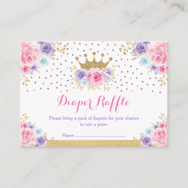 Carte D'accompagnement Broche rose violet bleu Couronne Princesse Diaper  (Devant)