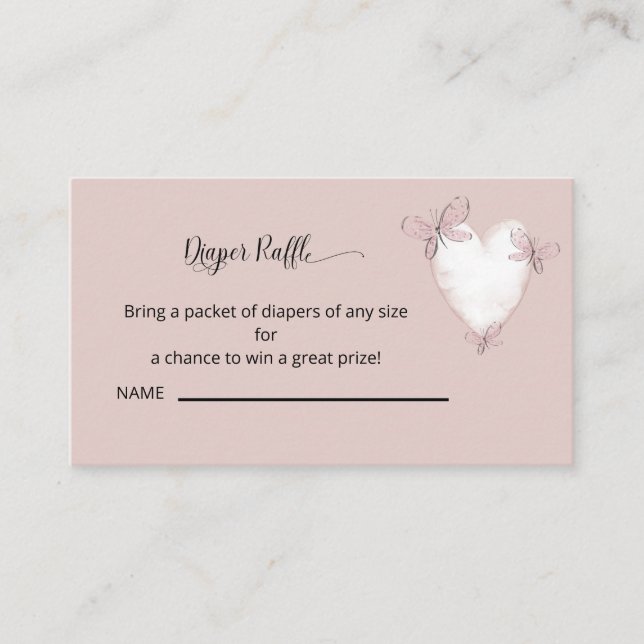 Carte D'accompagnement Brochure Coeur Rose et Papillon (Devant)