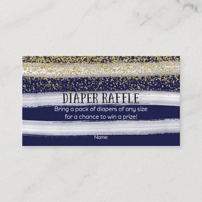 Carte D'accompagnement Brochure de Baby shower bleu or et marine (Devant)