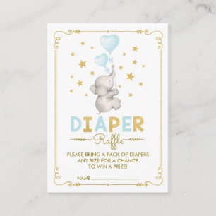 Carte D'accompagnement Brochure éléphant garçon Raffle Blue Gold Baby Ins
