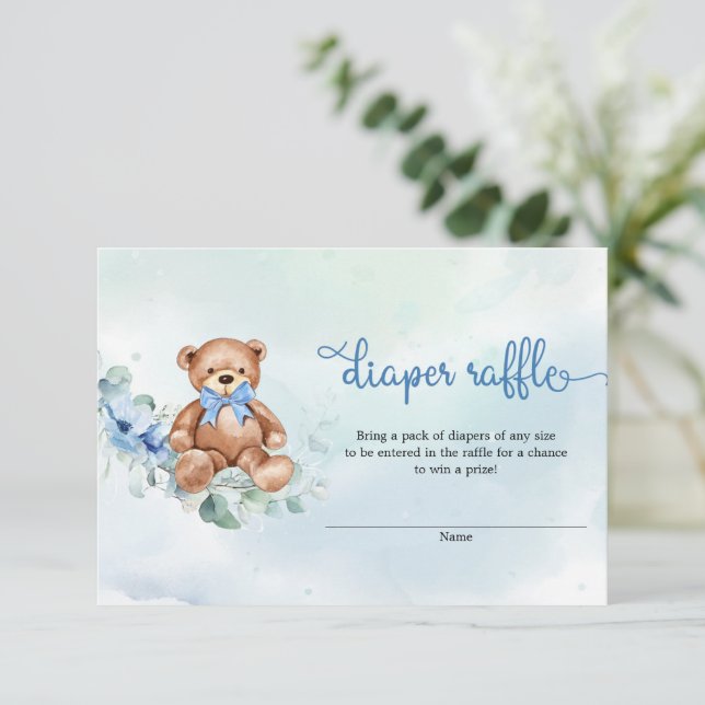 Carte D'accompagnement Brochure en peluche en bois bleu Dusty (Debout devant)
