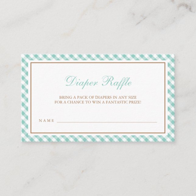 Carte D'accompagnement Brochure En vichy Baby shower à la menthe (Devant)