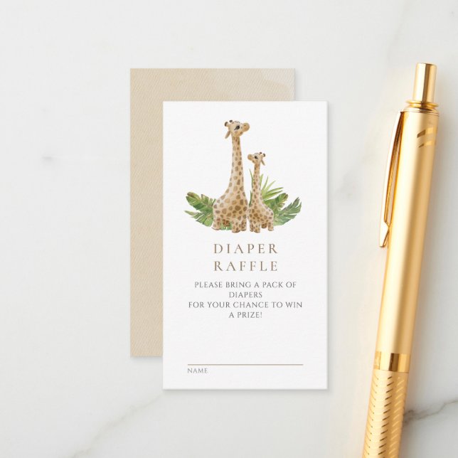 Carte D'accompagnement Brochure Neutral Boho Giraffe Baby shower (Devant/Arrière en situation)