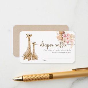 Carte D'accompagnement Brochure Neutral Boho Pampas Grass Giraffe Raffle