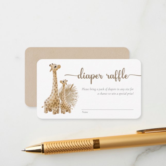 Carte D'accompagnement Brochure Neutral Boho Pampas Grass Giraffe Raffle (Devant/Arrière en situation)