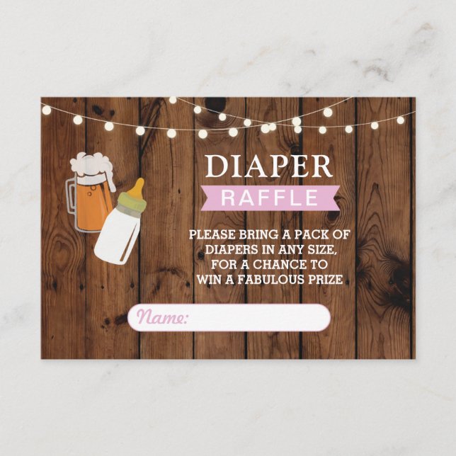 Carte D'accompagnement Brochure Raffle Bière Baby shower fille brasser ro (Devant)