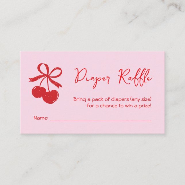 Carte D'accompagnement Brochure Raffle Bow cerise rose et main rouge dess (Devant)