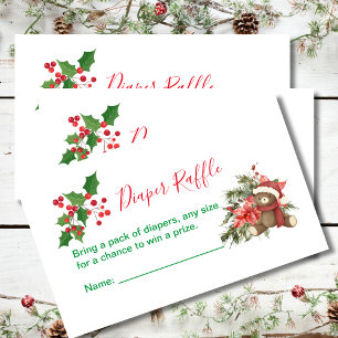Carte D'accompagnement Brochure Raffle hiver Noël Rouge Poinsettia