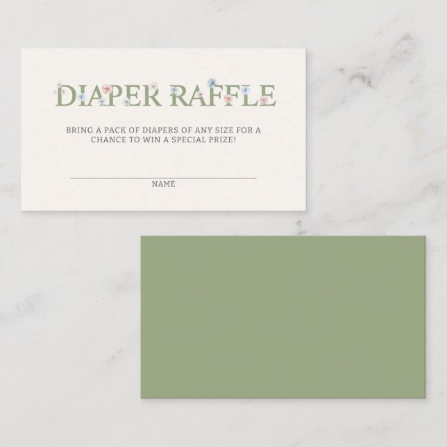 Carte D'accompagnement Brochure Raffle Pastel Rose Bleu Floral (Devant / Derrière)