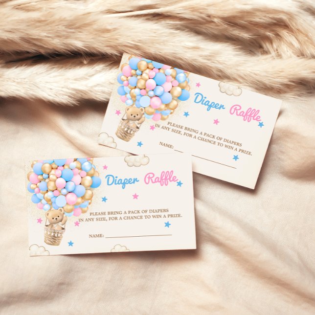 Carte D'accompagnement Brochure Raffle Teddy Bear Sexe Révéler Rose Bleu (Créateur téléchargé)