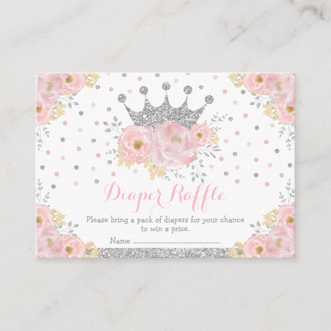 Carte D'accompagnement Brochure rose Argent Couronne Princesse Baby Girl  (Devant)