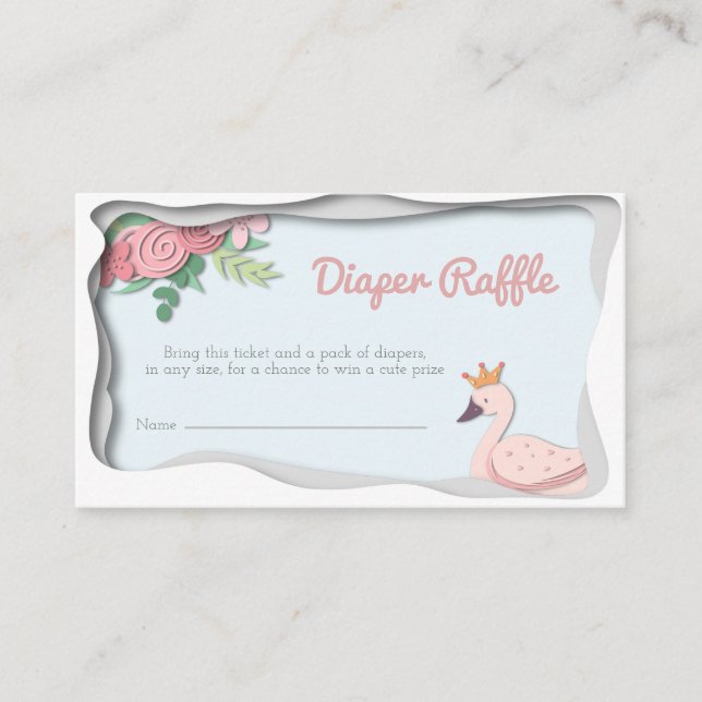 Carte D'accompagnement Brochure rose Princess Swan Floral Girl Raffle (Devant)