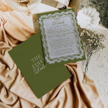 Broderie de dentelle vert olive Détails de mariage
