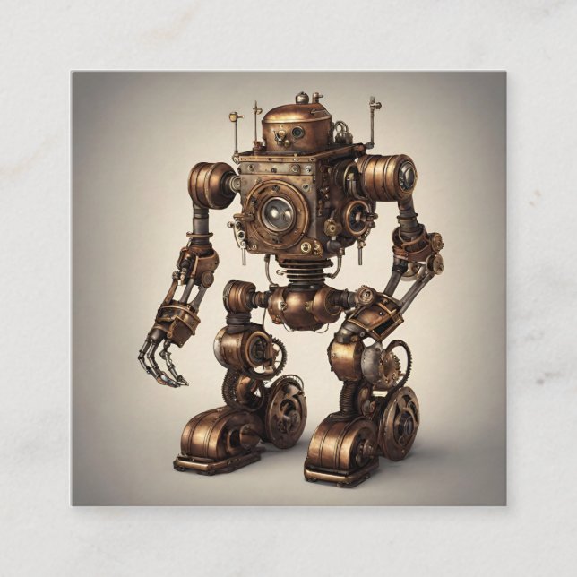 Carte D'accompagnement Bronze Steampunk Robot Sculpture (Devant)