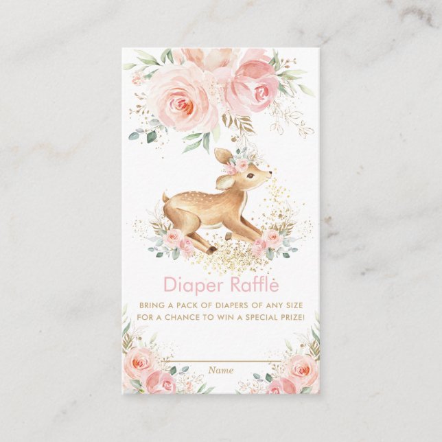 Carte D'accompagnement Brosse à Baby shower de cerf floral doux Raffle (Devant)