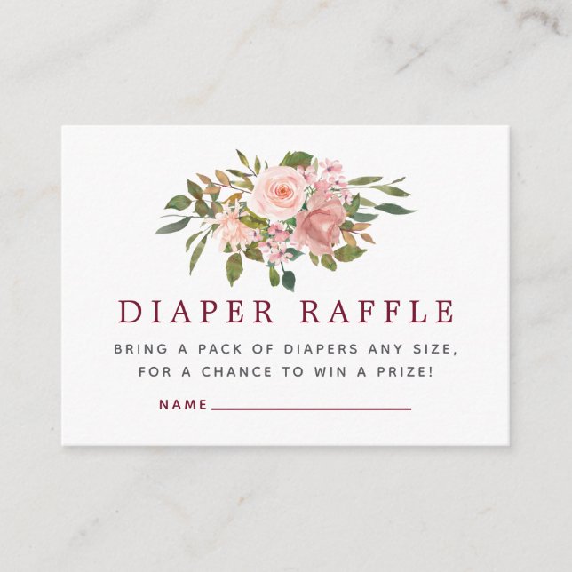 Carte D'accompagnement Brosse florale et Baby shower bourgogne Refus de c (Devant)