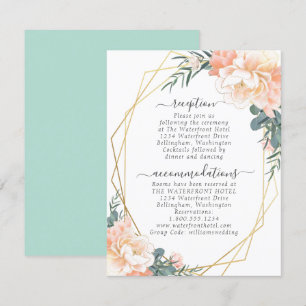 Carte D'accompagnement Brosse Flore Broche Or Mint Vert Mariage Détails